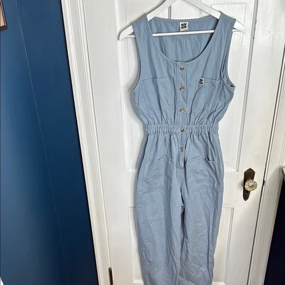 Lucy & Yak Juni 100% Organic Cotton Blue Boiler Jumpsuit W1652 Sz M - Picture 2 of 9